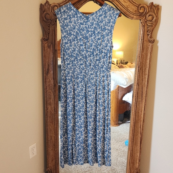 LOFT Blue floral midi dress - Picture 3 of 4